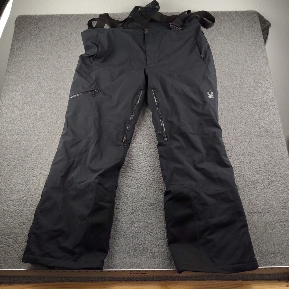 Spyder Ski Pants Snow Bibs Mens 2XL XXL Snowboard Suspenders Black Insulated EUC